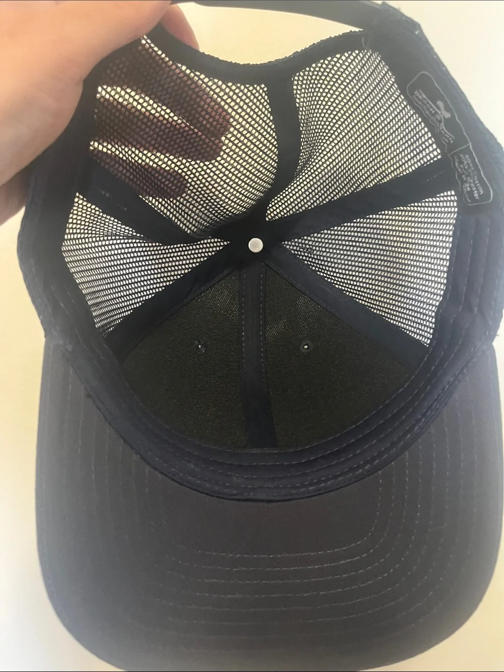 Beach & Barn Men's Navy Trucker Hat with Red & White Rooster Patch